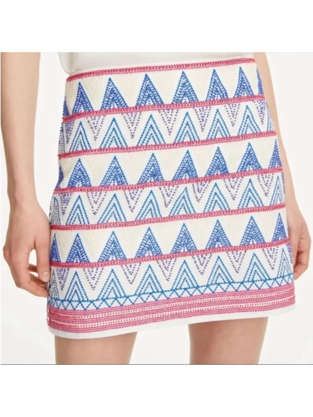 NWT Club Monaco Menditha beaded chevron zig zag skirt